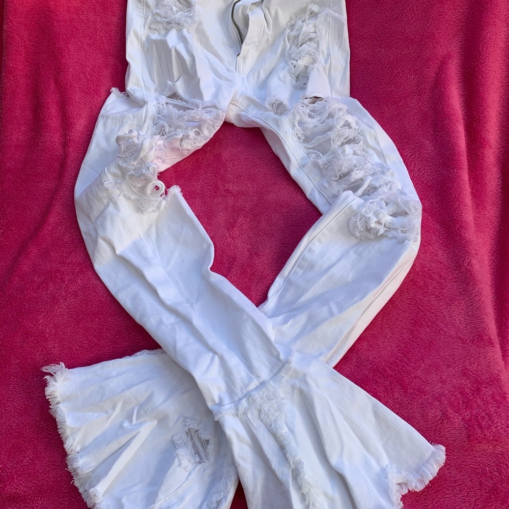 Fashion Nova White Flare & Wide Leg Jeans